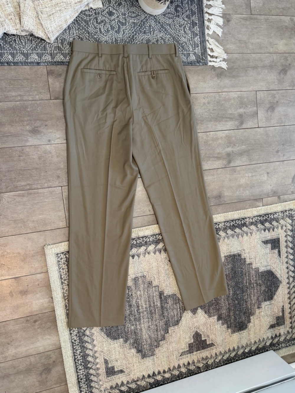 Perry Ellis Pleated Straight Dress Pants 34/32 Men's Rustic Beige Dry Cleaned - Picture 8 of 15